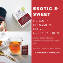 Load image into Gallery viewer, Organic Saffron Herbal Tea : Cinnamon, Clove &amp; Greek Saffron Tea (Gluten-Free, Caffeine-Free)