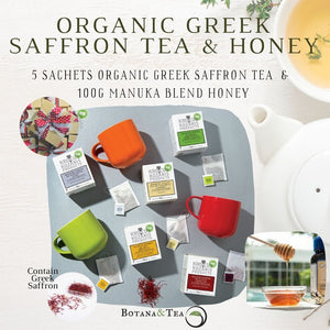 5 cups assorted Organic Greek saffron herbal tea  + 100g Manuka Blend honey