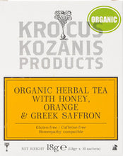 Load image into Gallery viewer, Organic Saffron Herbal Tea : Honey, Orange &amp; Greek Saffron Tea (Caffeine-Free, Gluten-Free)