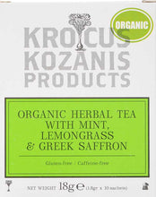 Load image into Gallery viewer, Organic Saffron Herbal Tea : Mint, Lemongrass &amp; Greek Saffron Tea (Caffeine-Free, Gluten-Free)